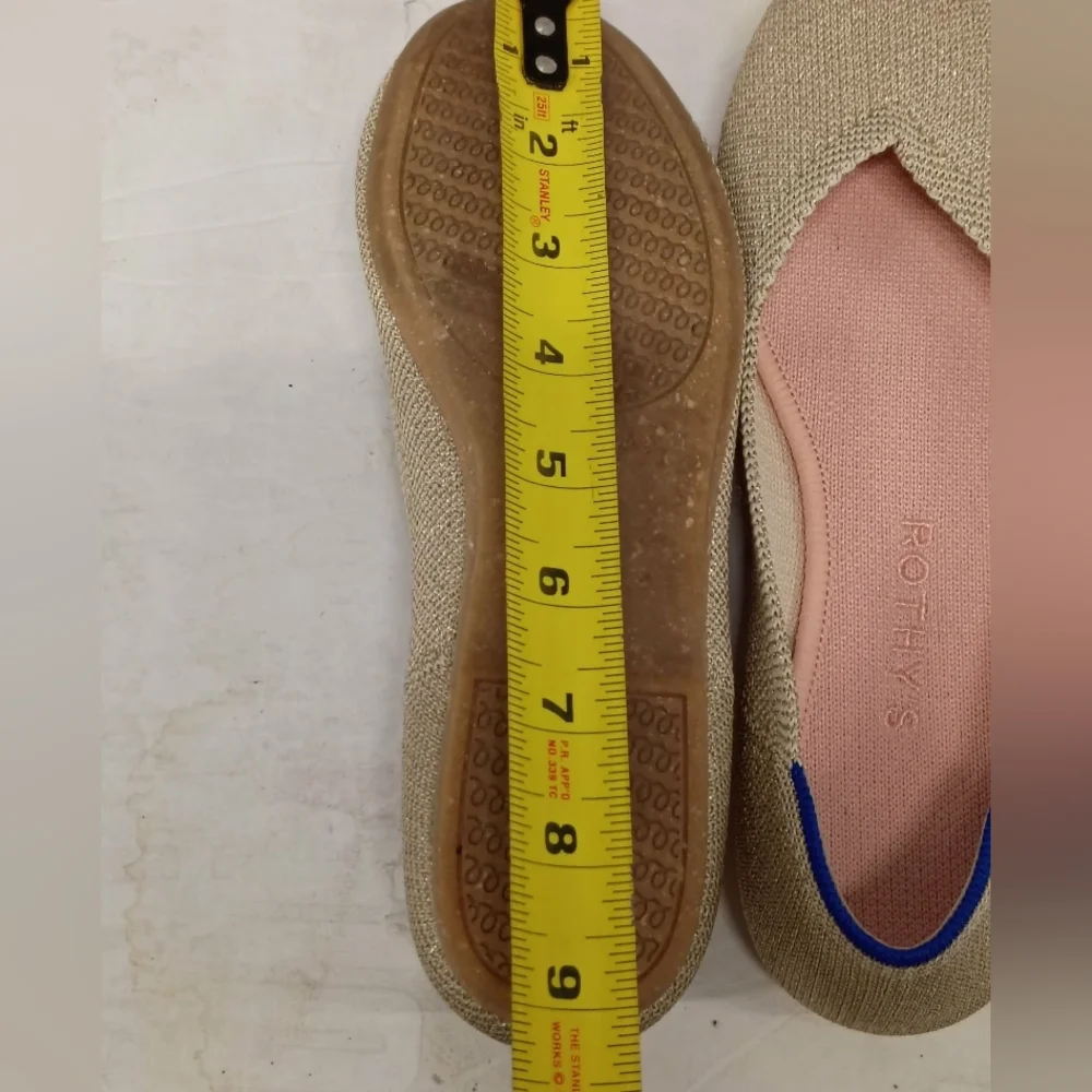 Rothy’s round toe flat- sparkly gold SZ‎ 6 M